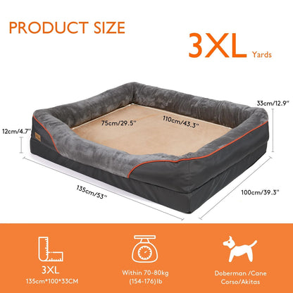 Large Dog Bed With Washable Cover And Waterproof Base