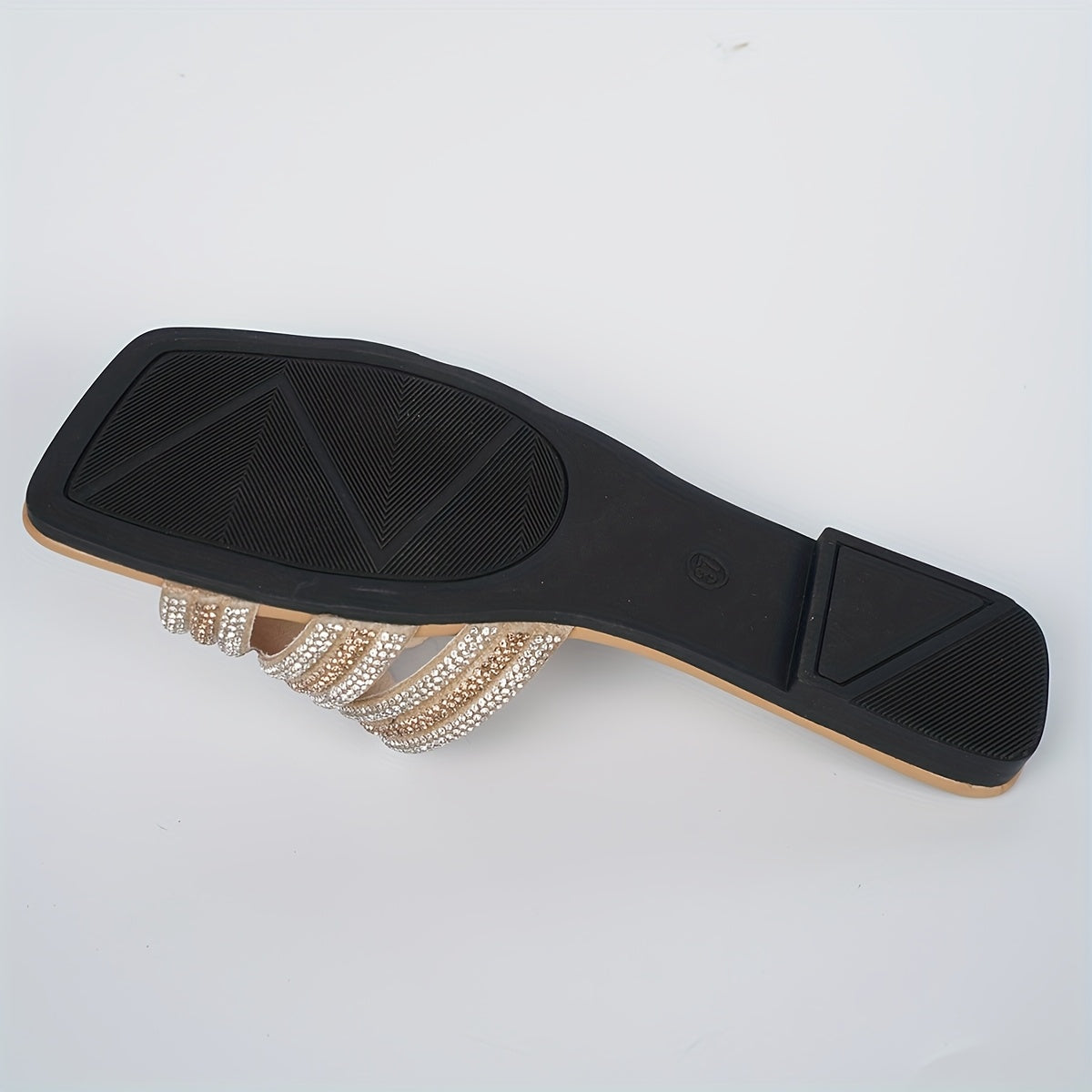 Womens Rhinestone Slide Sandals, Monogram Ankle Strap Flats, Elegant Casual Footwear for Everyday Style