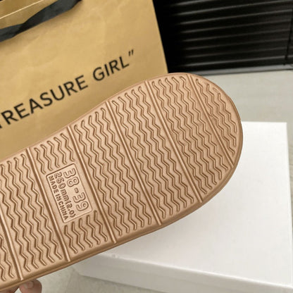 Womens Warm Cashmere Slippers, Thick Sole Cozy Half Mop Shoes, Soft Uggs Style Winter Footwear