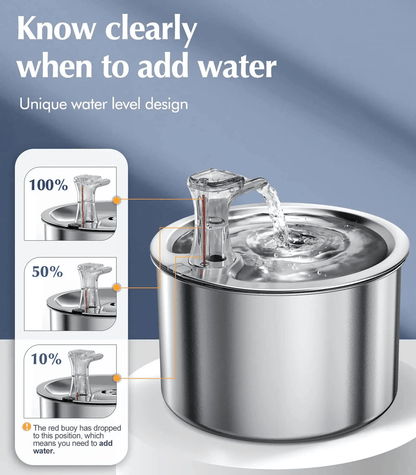 PureFlow 2L Stainless Steel Automatic Pet Water Fountain with Optional Sensor and Heater