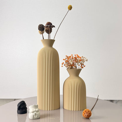 Set of Wavy Pattern Art Dry Vase, Dried Flower Vase for Home Desktop, Best Holiday Gift, Office Decoration Vase Ornament