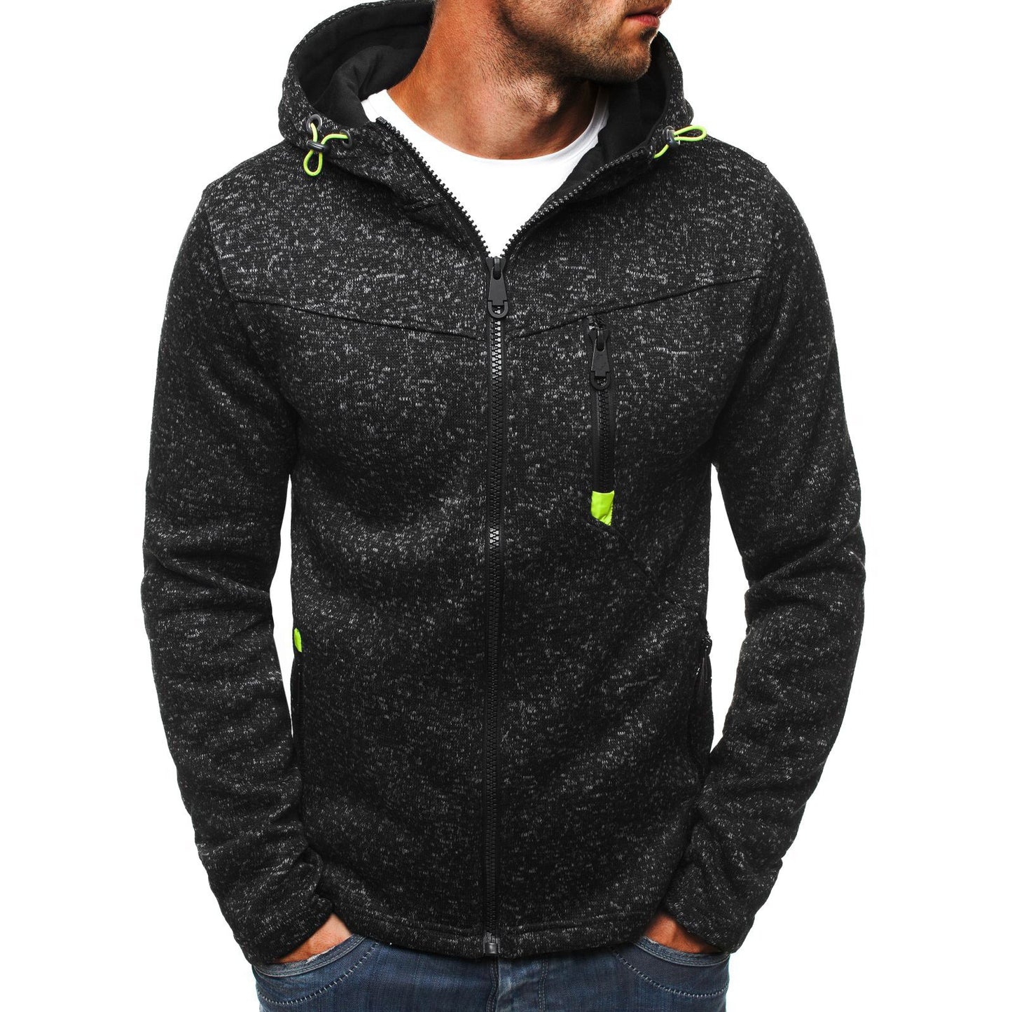 Men's Jacquard Hoodie, Premium Fleece Pullover, Brand Hooded Sweatshirt for Men, Comfort Fit Streetwear