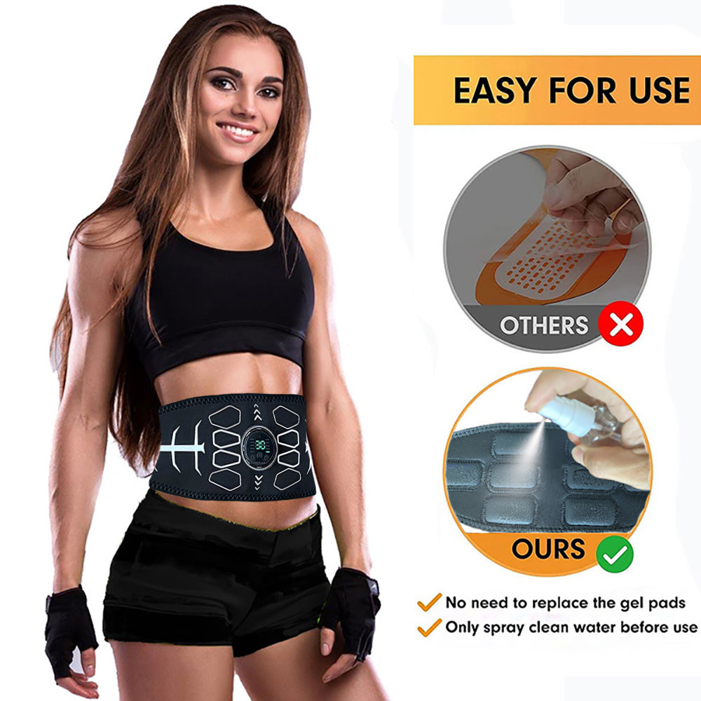 EMS Muscle Stimulator, Abdominal Muscle Toner, Waist Trainer, Electric Toning Belt, USB Recharge, Fitness Massager