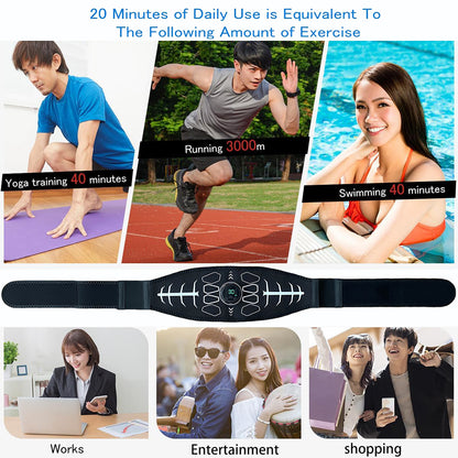 EMS Muscle Stimulator, Abdominal Muscle Toner, Waist Trainer, Electric Toning Belt, USB Recharge, Fitness Massager
