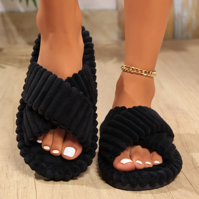 Memory Foam Slippers, Women House Shoes, Soft Corduroy, Fuzzy Bedroom, Anti-Skid, Slide-On Comfort