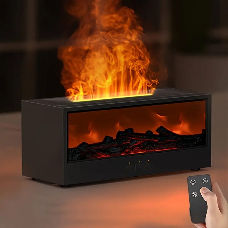 USB Powered Fireplace Humidifier and Aroma Diffuser, with Remote Control, Color Changing Lights, Adjustable Timer