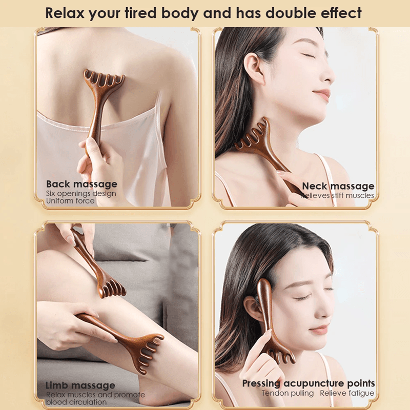 NaturalWood Meridian Massage Comb and Head Massager for Relaxation and Circulation