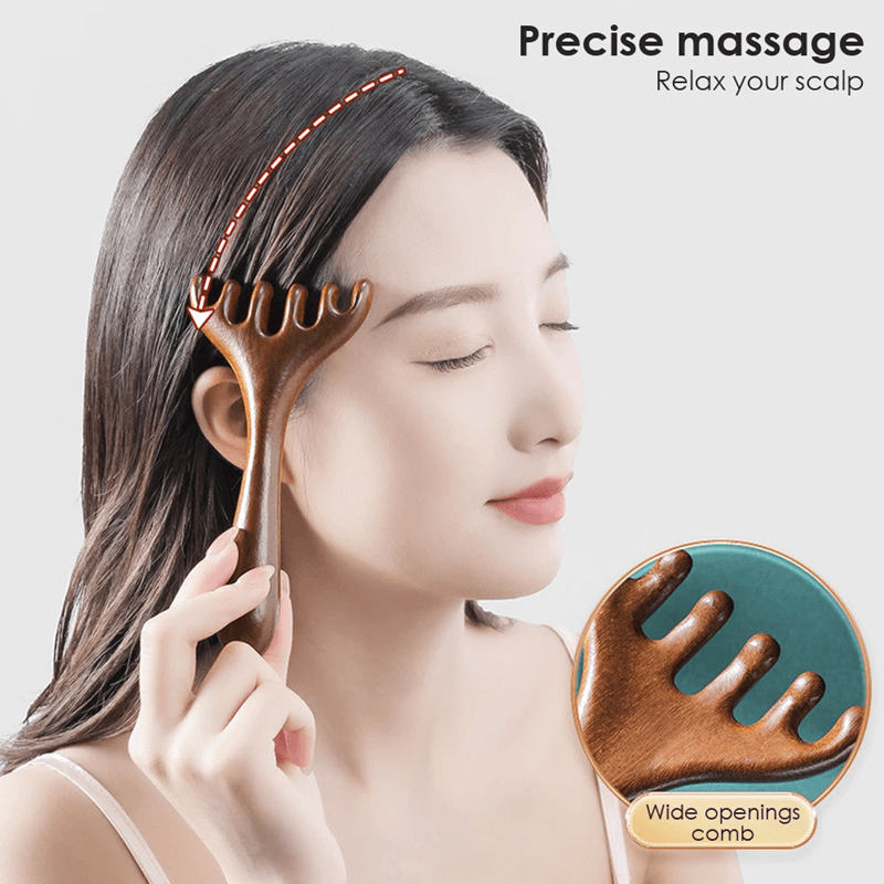 NaturalWood Meridian Massage Comb and Head Massager for Relaxation and Circulation