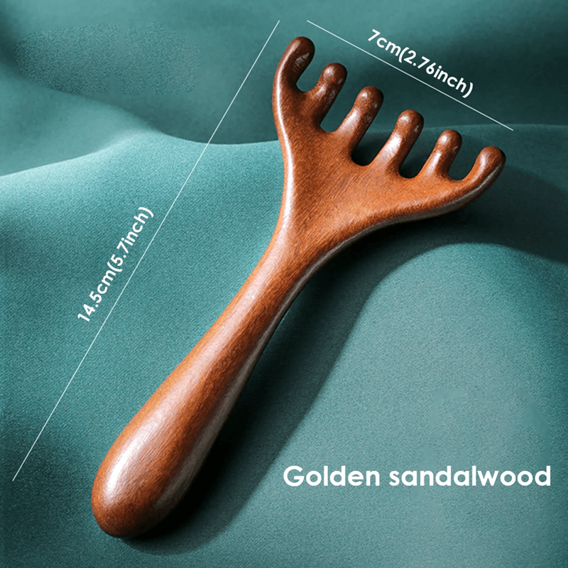 NaturalWood Meridian Massage Comb and Head Massager for Relaxation and Circulation