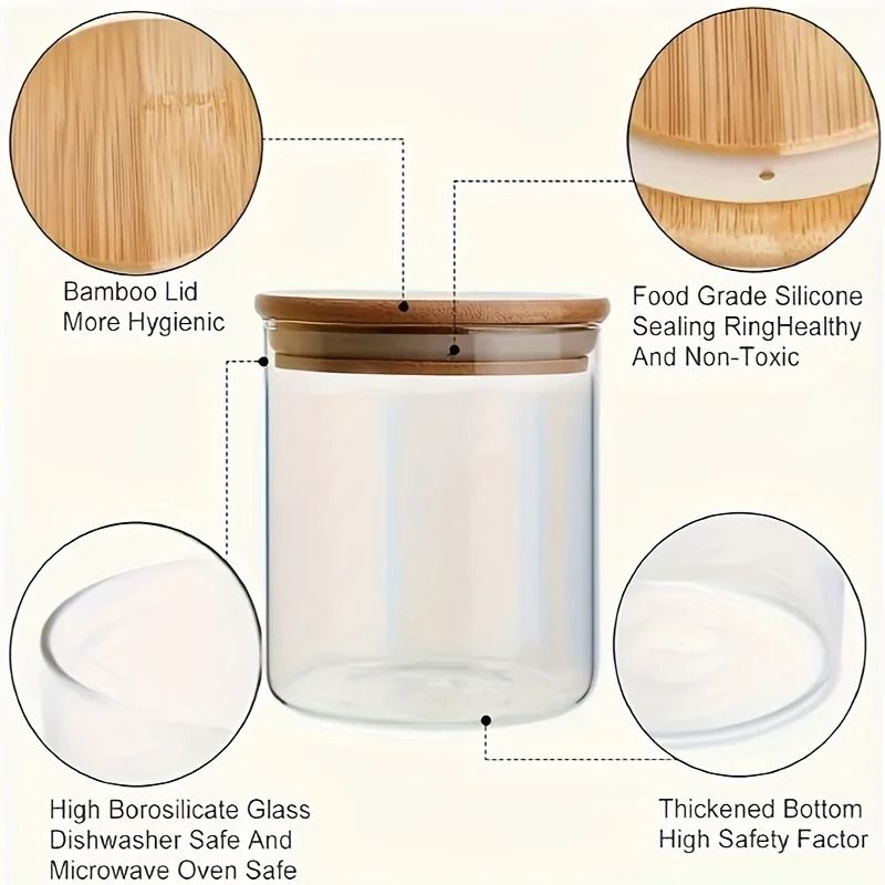 12 Piece Glass Spice Jars With Bamboo Lids And Labels Airtight 8oz Seasoning Containers For Kitchen Storage