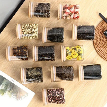 12 Piece Glass Spice Jars With Bamboo Lids And Labels Airtight 8oz Seasoning Containers For Kitchen Storage