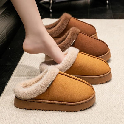 Women Fluffy Winter Slippers Indoor Warm EVA Sole Non Slip Home Slippers
