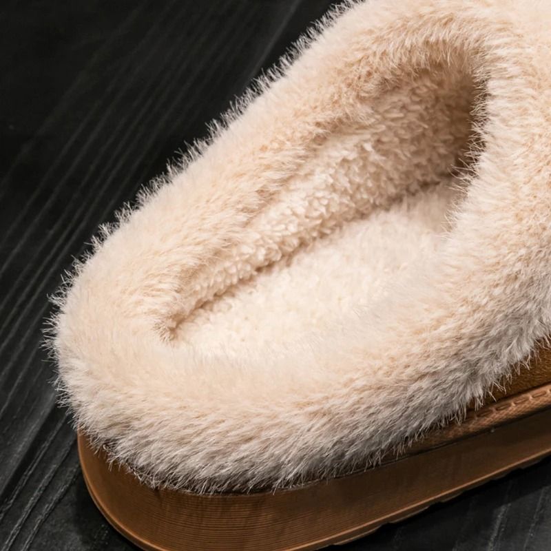 Women Fluffy Winter Slippers Indoor Warm EVA Sole Non Slip Home Slippers
