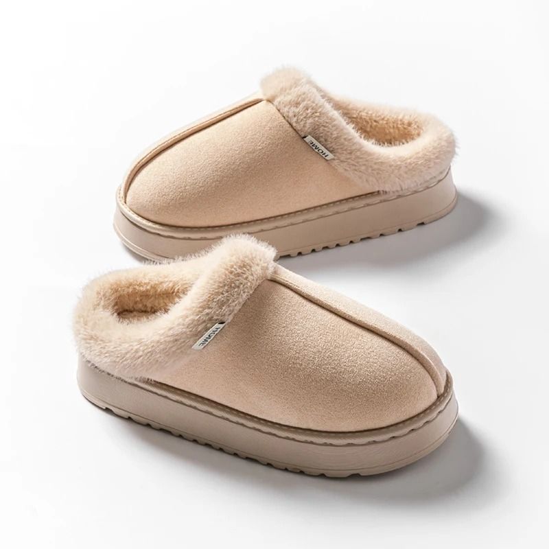 Women Fluffy Winter Slippers Indoor Warm EVA Sole Non Slip Home Slippers