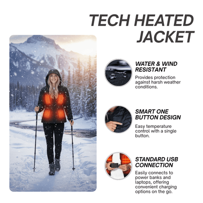 Unisex Heated Jacket, Smart Warm Winter Jacket, USB Electric Heating Jacket, Winter Gift for Men and Women