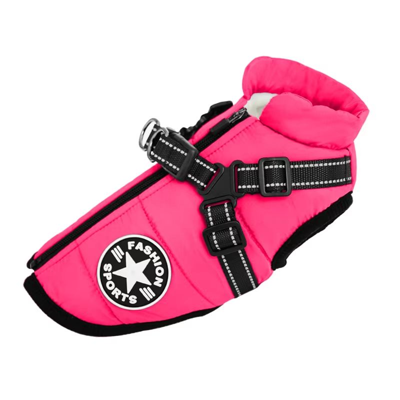 Winter Warm Dog Jacket with Built-In Harness – Waterproof Outdoor Coat for Large and Small Breeds