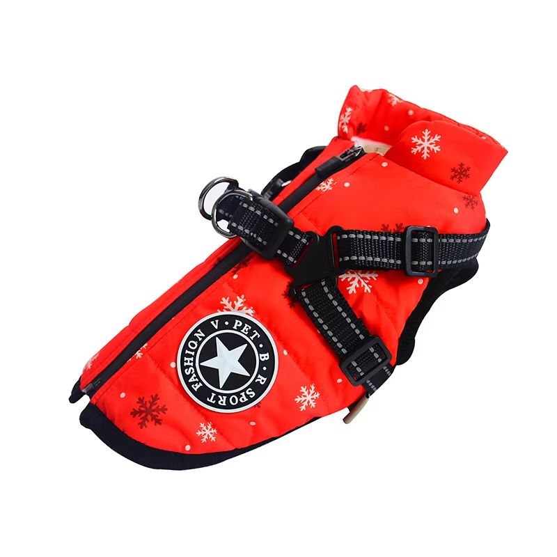 Winter Warm Dog Jacket with Built-In Harness – Waterproof Outdoor Coat for Large and Small Breeds