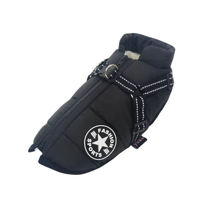 Winter Warm Dog Jacket with Built-In Harness – Waterproof Outdoor Coat for Large and Small Breeds