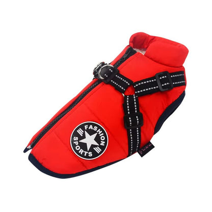 Winter Warm Dog Jacket with Built-In Harness – Waterproof Outdoor Coat for Large and Small Breeds