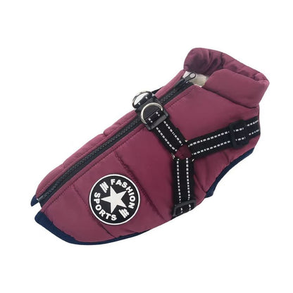 Winter Warm Dog Jacket with Built-In Harness – Waterproof Outdoor Coat for Large and Small Breeds