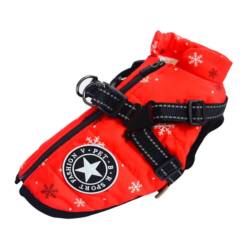 Winter Warm Dog Jacket with Built-In Harness – Waterproof Outdoor Coat for Large and Small Breeds