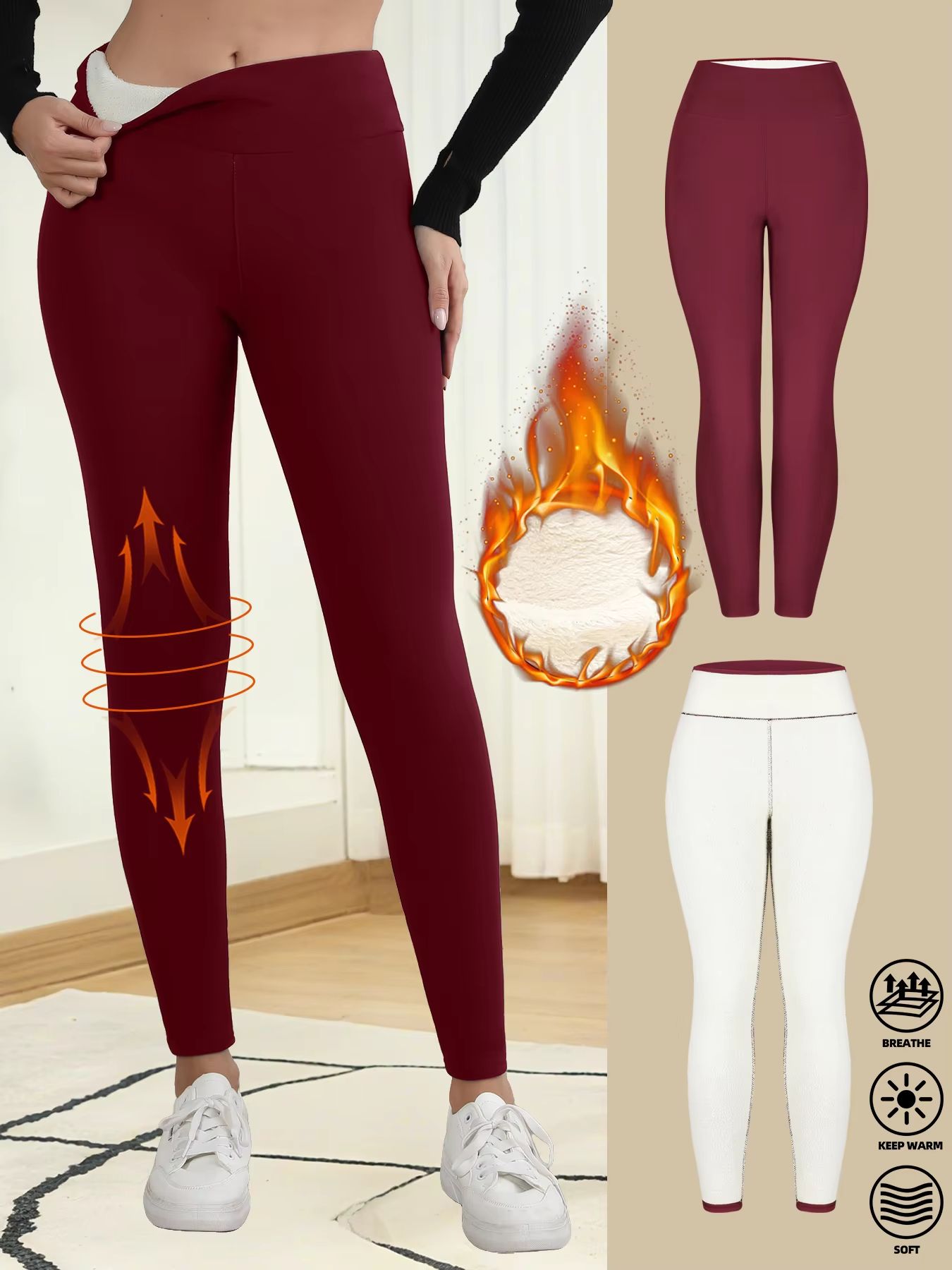 Women's Ultra-Soft Thermal Velvet Leggings – High Waist Slim Fit Winter Pants