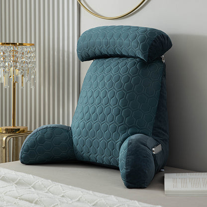 Back Cushion for Sitting Up in Bed, Reading Pillow Standard Bed Pillow, Chair Arm Pillow with Pockets, Washable Cover