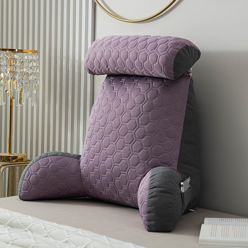 Back Cushion for Sitting Up in Bed, Reading Pillow Standard Bed Pillow, Chair Arm Pillow with Pockets, Washable Cover