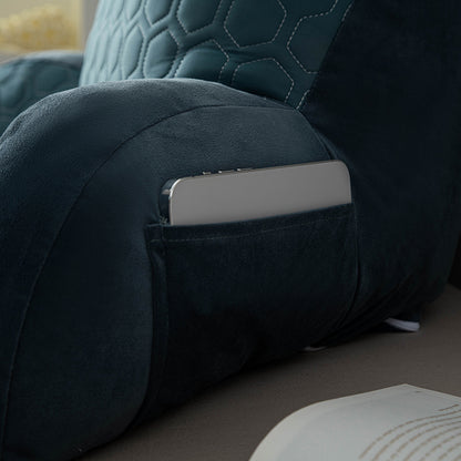 Back Cushion for Sitting Up in Bed, Reading Pillow Standard Bed Pillow, Chair Arm Pillow with Pockets, Washable Cover