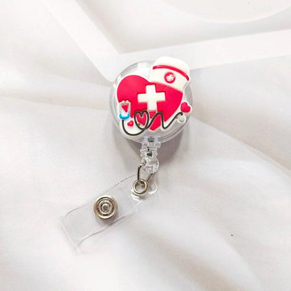 Creative Cartoon Nurse ID Badge Clip, Retractable Reel, Easy Pull Clip Set for Medical Professionals, Student Doctor