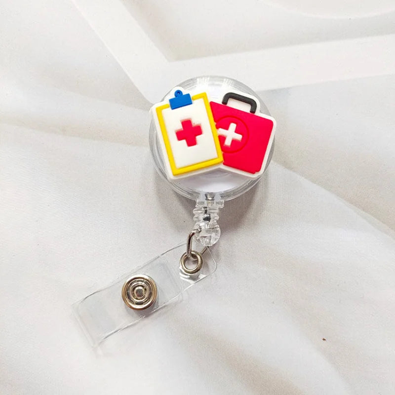 Creative Cartoon Nurse ID Badge Clip, Retractable Reel, Easy Pull Clip Set for Medical Professionals, Student Doctor
