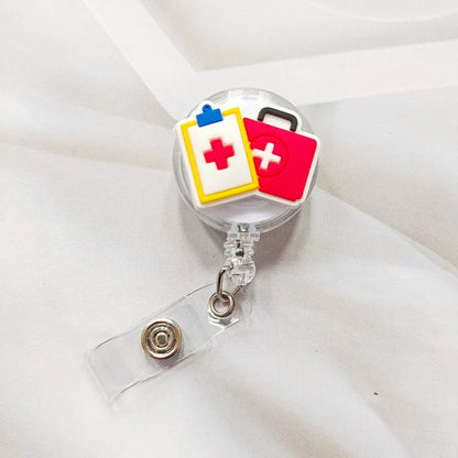 Creative Cartoon Nurse ID Badge Clip, Retractable Reel, Easy Pull Clip Set for Medical Professionals, Student Doctor