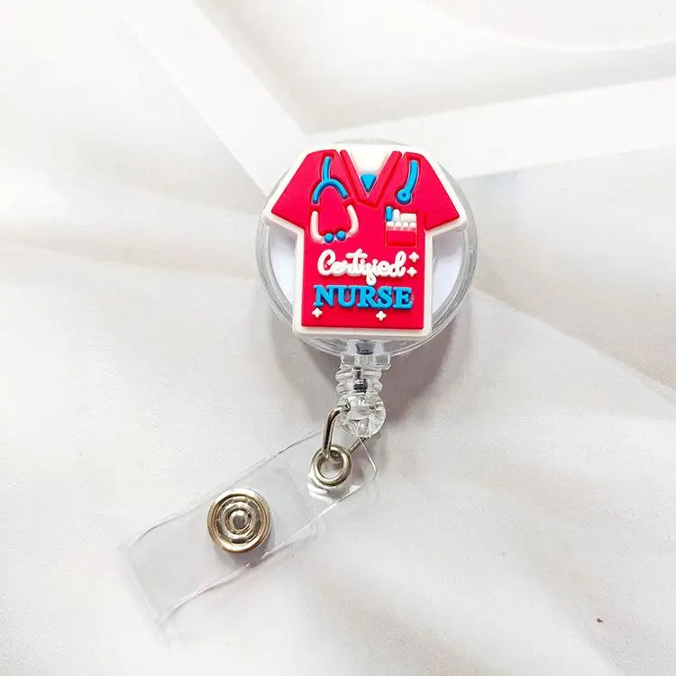 Creative Cartoon Nurse ID Badge Clip, Retractable Reel, Easy Pull Clip Set for Medical Professionals, Student Doctor