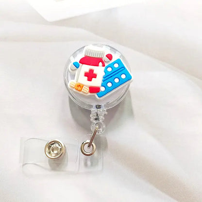 Creative Cartoon Nurse ID Badge Clip, Retractable Reel, Easy Pull Clip Set for Medical Professionals, Student Doctor