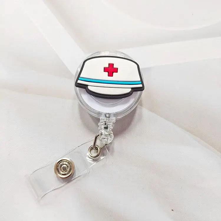 Creative Cartoon Nurse ID Badge Clip, Retractable Reel, Easy Pull Clip Set for Medical Professionals, Student Doctor