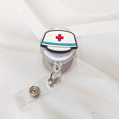 Creative Cartoon Nurse ID Badge Clip, Retractable Reel, Easy Pull Clip Set for Medical Professionals, Student Doctor