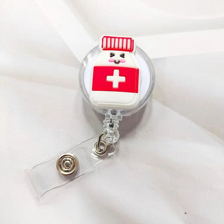Creative Cartoon Nurse ID Badge Clip, Retractable Reel, Easy Pull Clip Set for Medical Professionals, Student Doctor