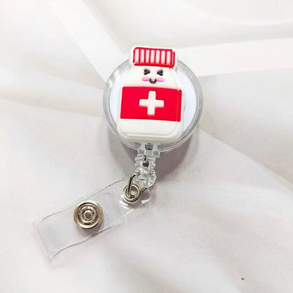 Creative Cartoon Nurse ID Badge Clip, Retractable Reel, Easy Pull Clip Set for Medical Professionals, Student Doctor