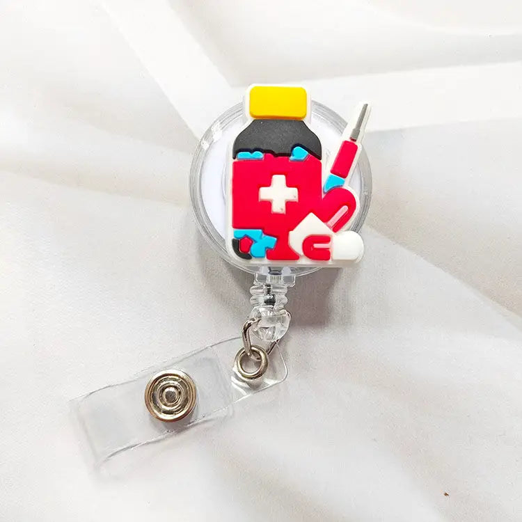 Creative Cartoon Nurse ID Badge Clip, Retractable Reel, Easy Pull Clip Set for Medical Professionals, Student Doctor