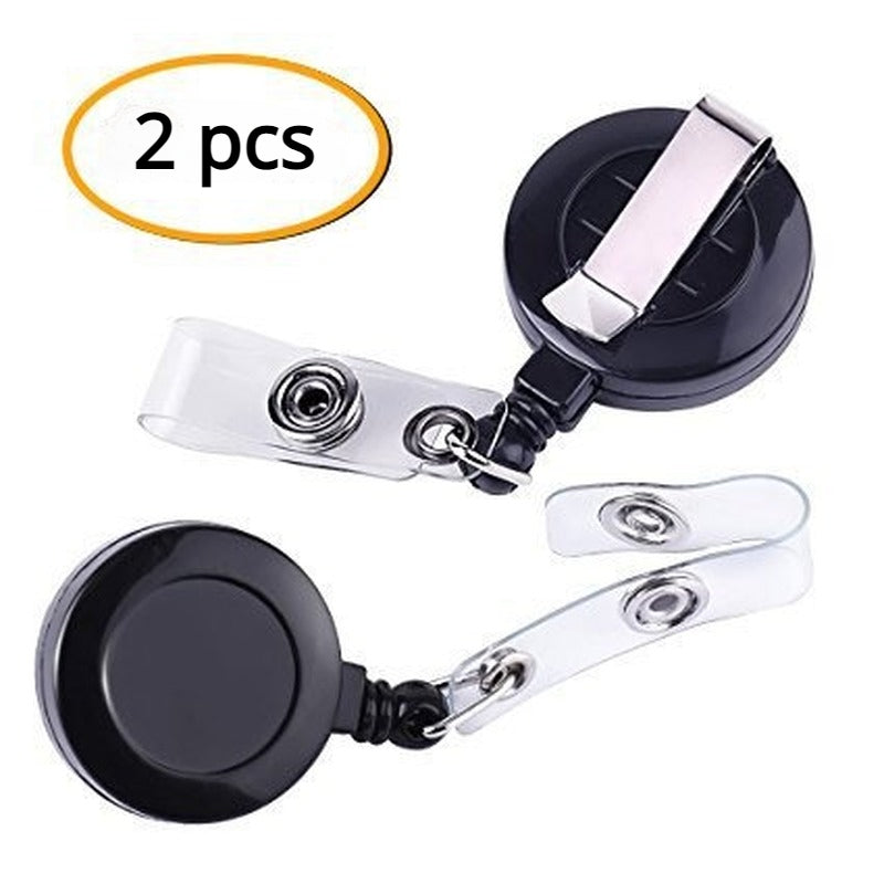 Retractable Badge Reel, Black ID Badge Holder with Belt Clip, Secure Card Clip for Work Access, Office Employee