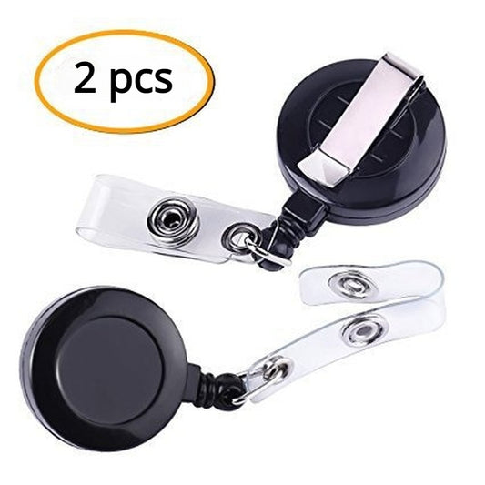 Retractable Badge Reel, Black ID Badge Holder with Belt Clip, Secure Card Clip for Work Access, Office Employee