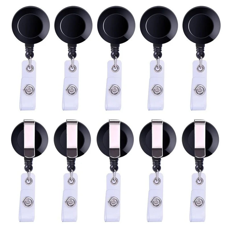Retractable Badge Reel, Black ID Badge Holder with Belt Clip, Secure Card Clip for Work Access, Office Employee