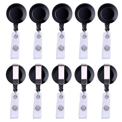 Retractable Badge Reel, Black ID Badge Holder with Belt Clip, Secure Card Clip for Work Access, Office Employee