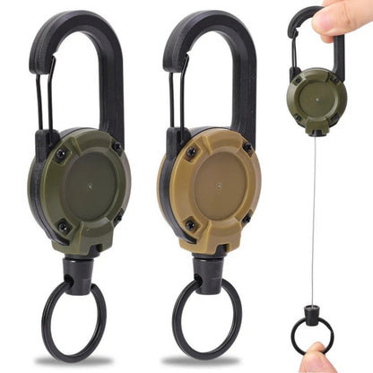 Heavy Duty Retractable Key Chain, with Steel Wire Rope, Carabiner Buckle, and Key Holder, for Outdoor and Multiple Tool