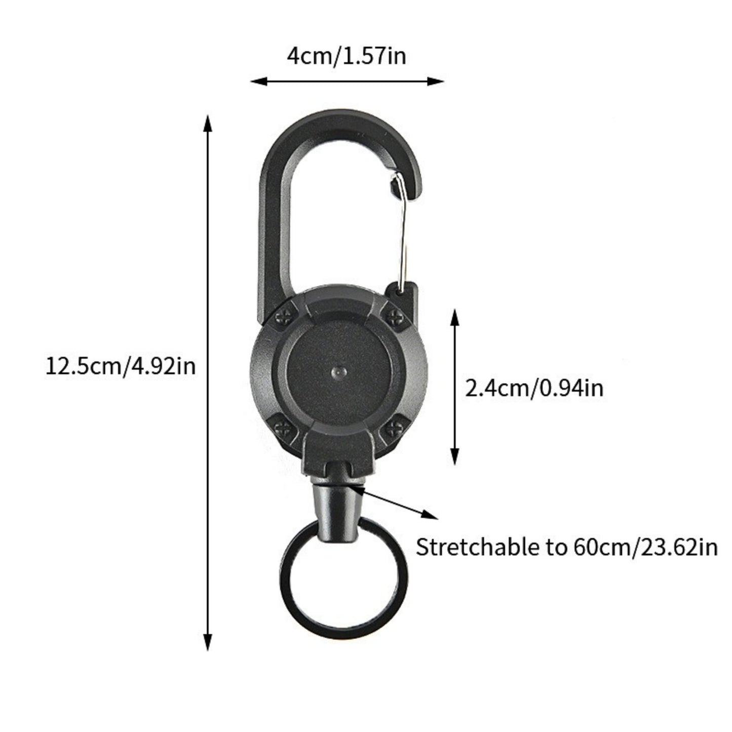 Heavy Duty Retractable Key Chain, with Steel Wire Rope, Carabiner Buckle, and Key Holder, for Outdoor and Multiple Tool