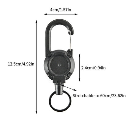 Heavy Duty Retractable Key Chain, with Steel Wire Rope, Carabiner Buckle, and Key Holder, for Outdoor and Multiple Tool