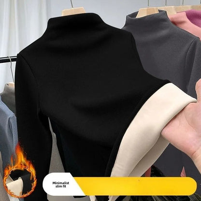Thermal Long Sleeve Top for Women with Half High Collar