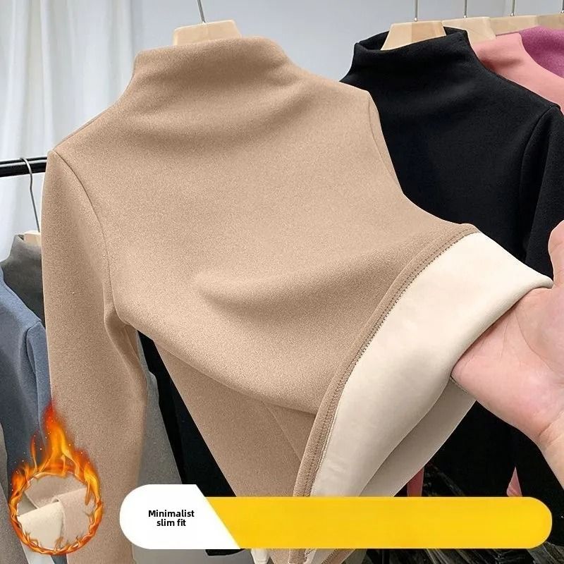 Thermal Long Sleeve Top for Women with Half High Collar