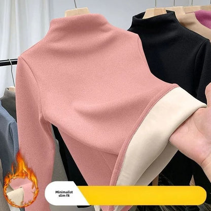 Thermal Long Sleeve Top for Women with Half High Collar
