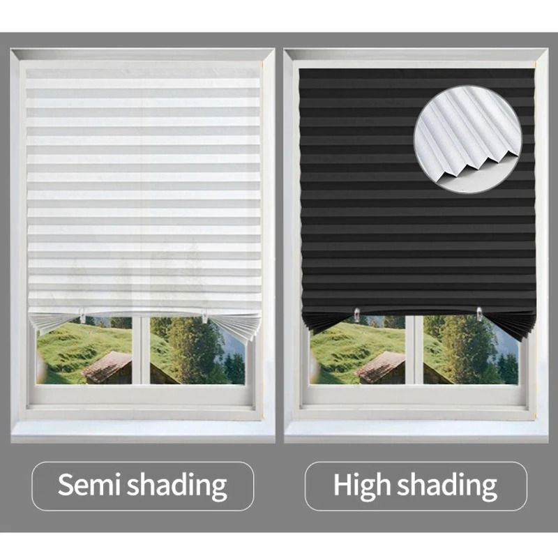 Self Adhesive Pleated Blackout Window Shade Non Woven Curtain for Home and Office